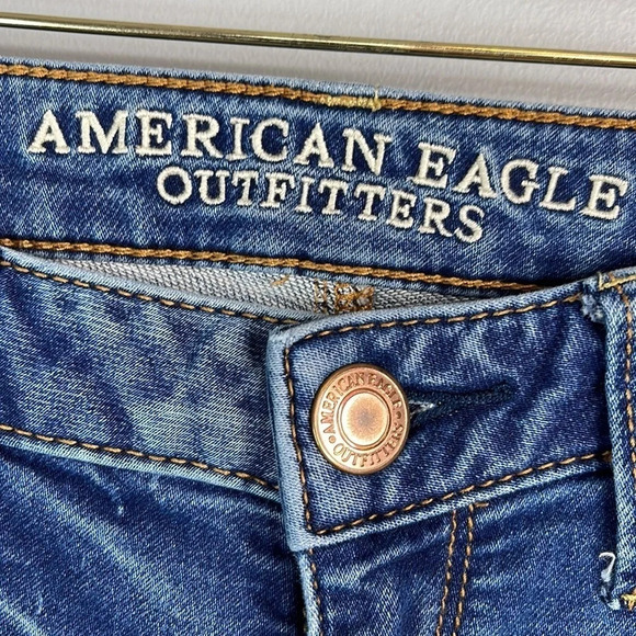 AMERICAN EAGLE Blue Medium Wash Joggers Jeans 5 Pocket Size 4 Regular - Picture 7 of 10